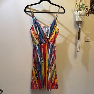 Vibrant Multicolor Striped Dress with Pockets